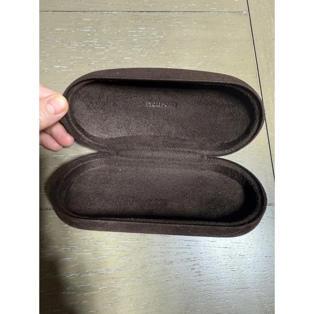Tom Ford Eyeglass Case Brown‎ Suede Hard Shell Holder Pouch Unisex Luxury